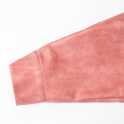 Bomber Jacket – Vintage PU Leather – Cropped Zip-Up Style