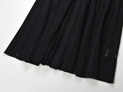 Button-Down Maxi Dress with Studded Collar in Black