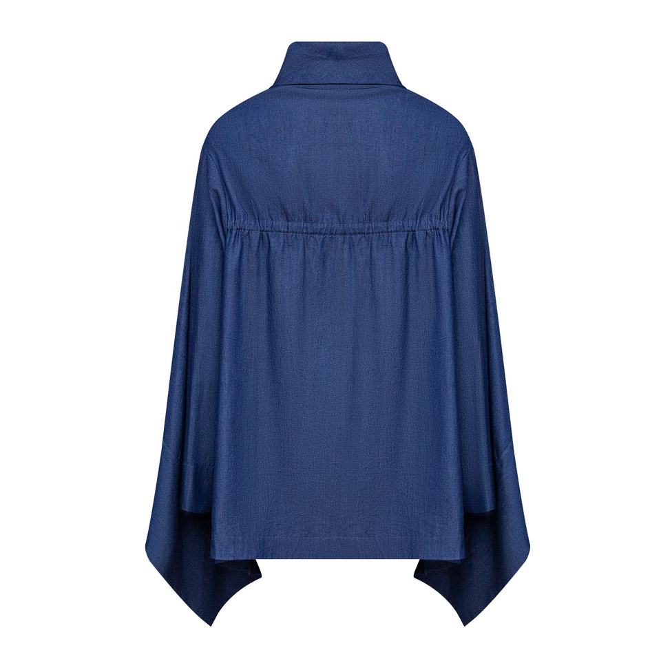 Cape Blazer – Linen Blend – Handmade Flower Detail – Elegant Kimono Style
