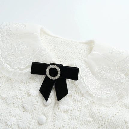 Freya Van Hoef Lace-Knit Bow Mini Dress