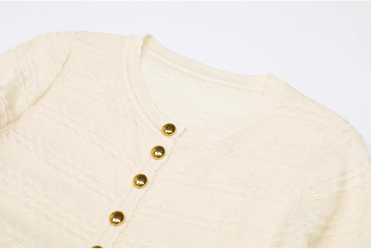 Isabella Van Hoef Knit Cardigan And Ruffle Midi Dress Set