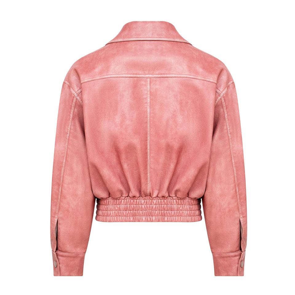 Bomber Jacket – Vintage PU Leather – Cropped Zip-Up Style