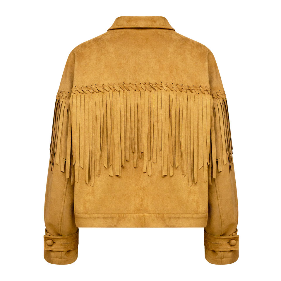 Bomber Jacket – Suede Fringe – Vintage Collar – Trendy Style