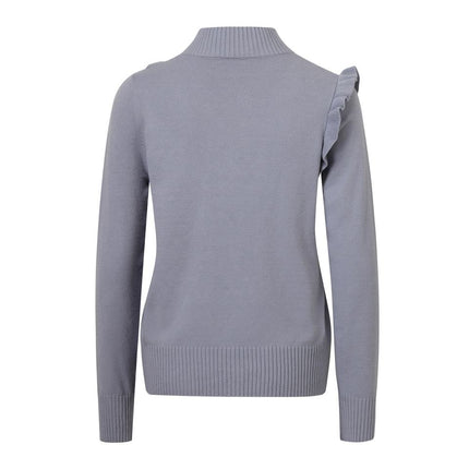 Pullover Sweater – Mock Neck – Ruffle Trim – Elegant Everyday Style