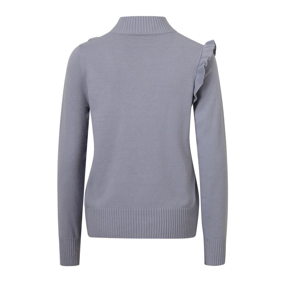 Pullover Sweater – Mock Neck – Ruffle Trim – Elegant Everyday Style