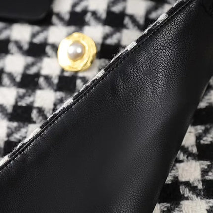 Olivia Van Hoef Houndstooth Double-Breasted Blazer