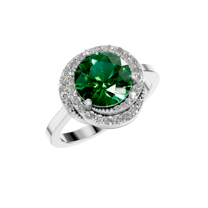 Van Hoef - Lab Created Emerald Ring 2.5 Carat - Prong Setting - IGI Certified