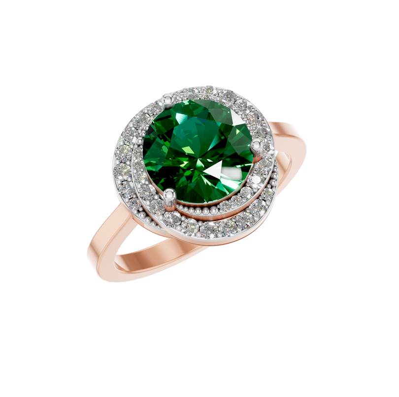 Van Hoef - Lab Created Emerald Ring 2.5 Carat - Prong Setting - Rose Gold Yellow Gold White Gold - IGI Certified