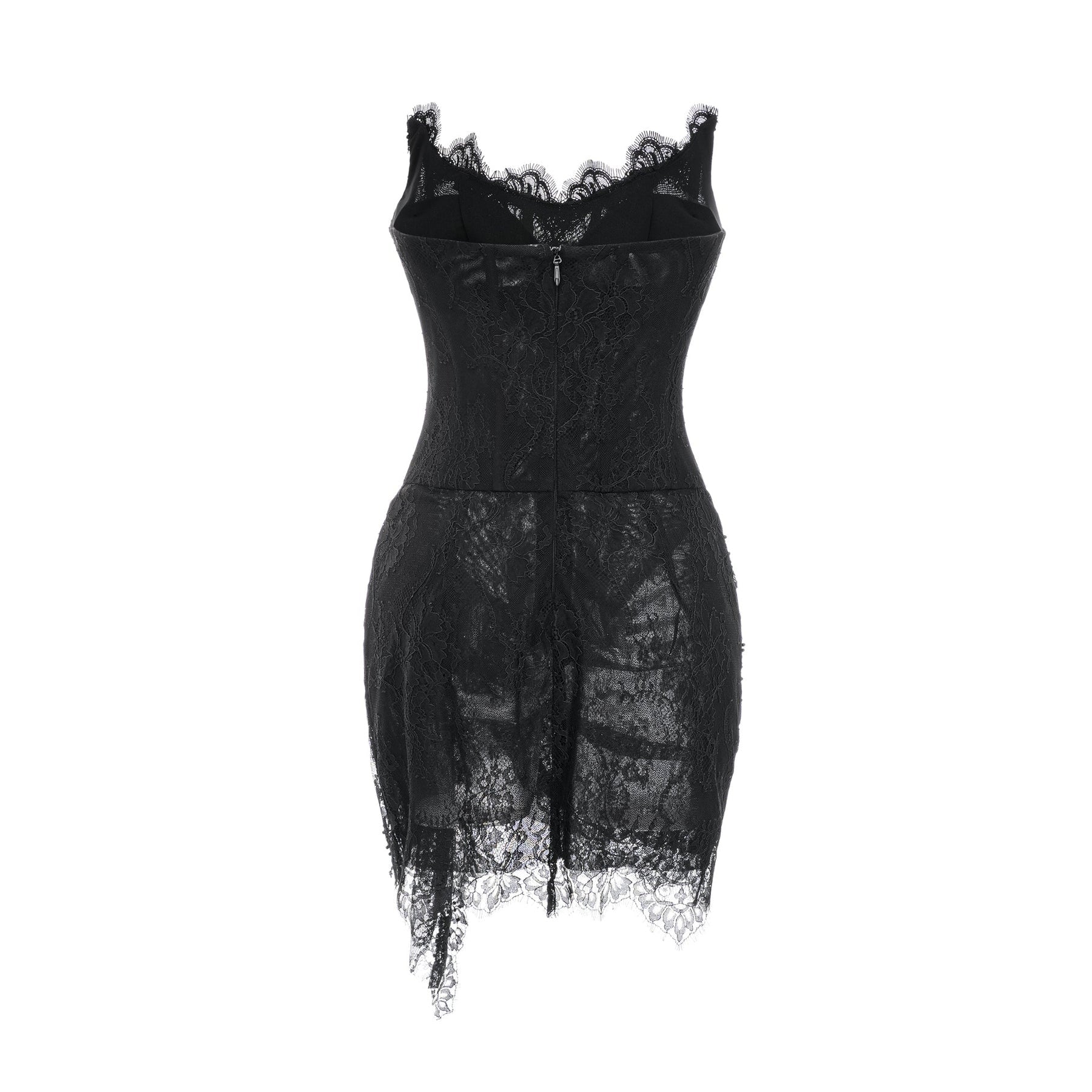 Black offshoulder dress with mesh lace pearls and ribbon detailing