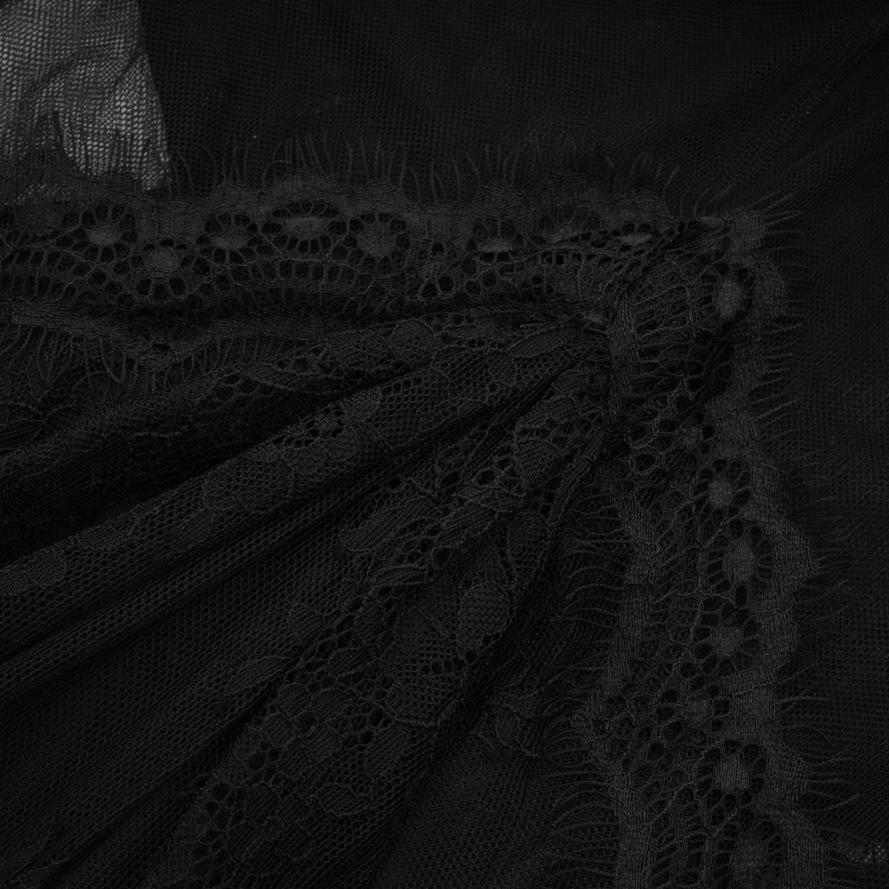 Black lace overlay dress with chic sleeveless cut dazzling crystal embellishment unique crossover design and classic floorlength silhouette