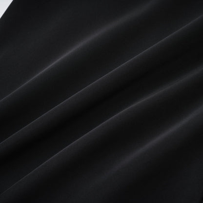 Black sleeveless dress with spaghetti straps square neck draped design rear zip fastening and mini length in 80% Polyester 20% Cotton composition