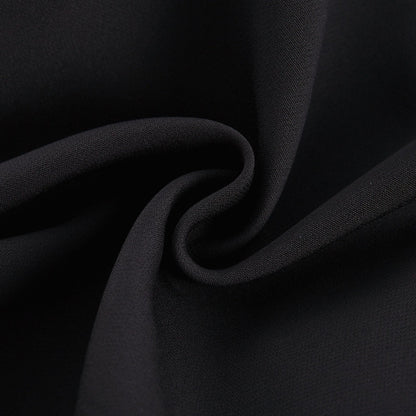 Little black dress with fauxflower embellishment and thighlength design in acetate fabric
