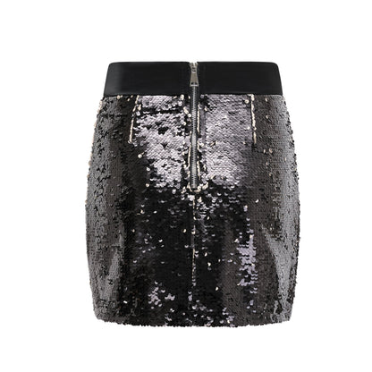 Black dress with sparkling finish and sequin embellishments back zip closure straight hem thighlength made of 100% Polyester