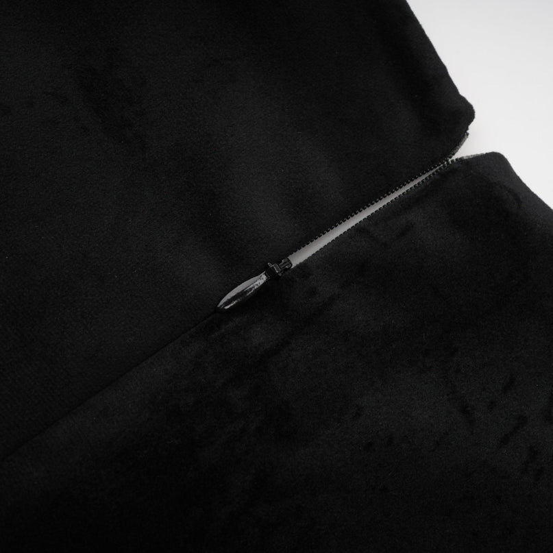 A black velvet mini dress with crystal embellishments named Emilie