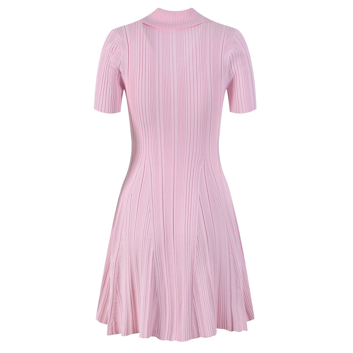 A - Line Polo Dress with Button Detail & Pockets - Pink