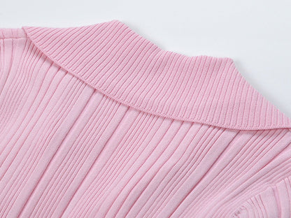 A - Line Polo Dress with Button Detail & Pockets - Pink