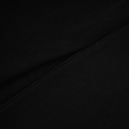 A long black hooded maxi dress with floral applique details named Axelle