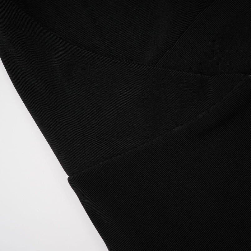 A long black hooded maxi dress with floral applique details named Axelle