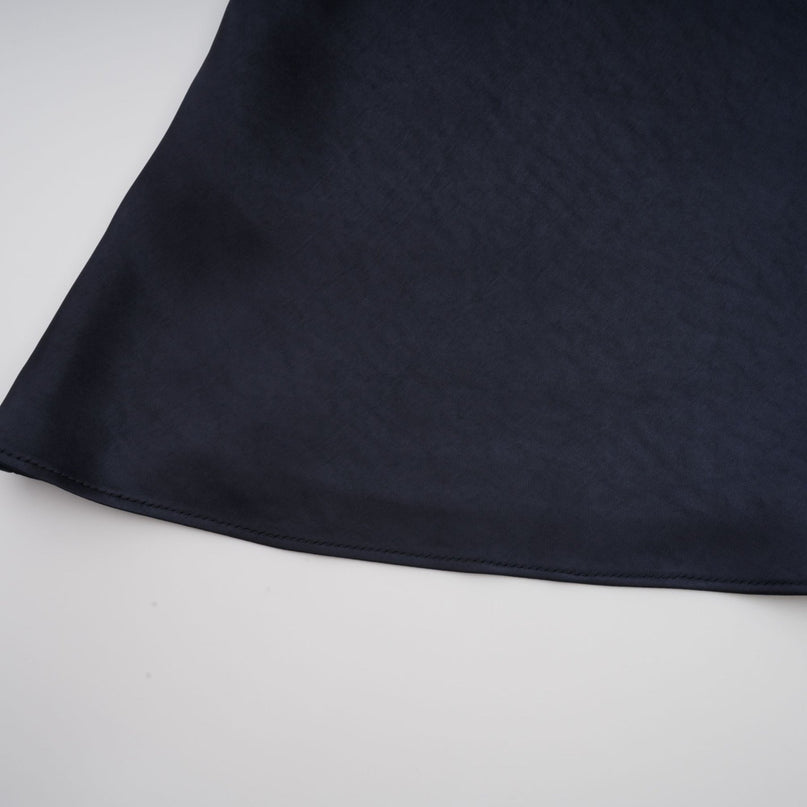 A long blue maxi dress with a peplum waist and panelled design featuring the Josette style