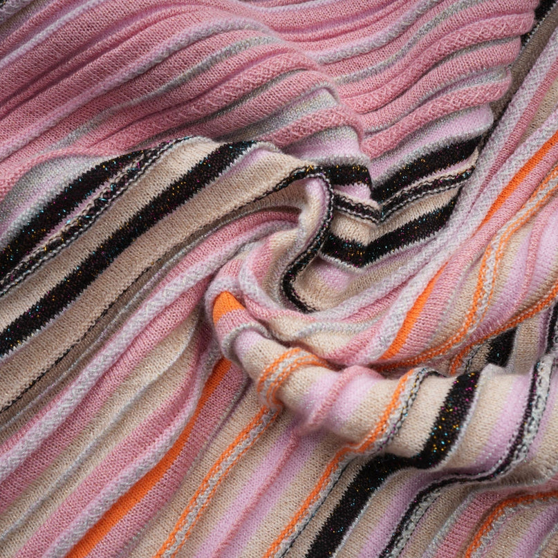 A pink metallic pleated midi dress with a feminine silhouette named Mathilde