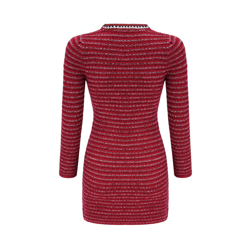 A short knit mini dress with a bow detail featuring the name Faustine