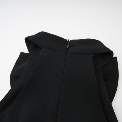 Black sleeveless dress with cutout design bowknot embellishment thigh length and rear zip fastening Made of 65% Viscose 35% Polyamide