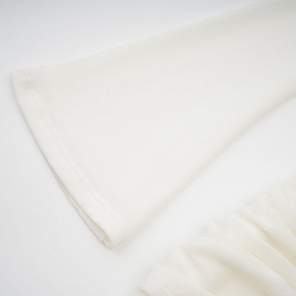 A white knit maxi dress with glittered floral appliques named Wanda