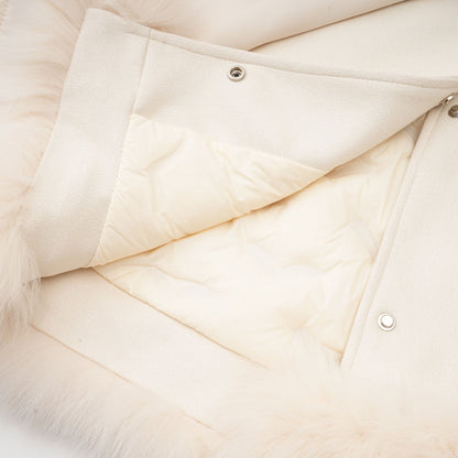 A white short coat made of suede with fur padding and a padded design Cecile brand outerwear for cold weather