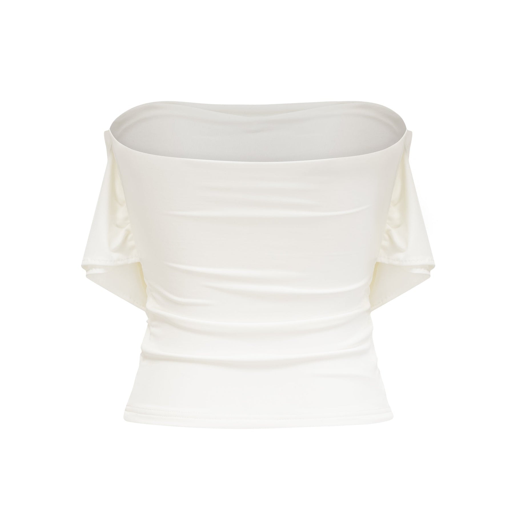 A white sleeveless top with gathered detailing named Rosalie