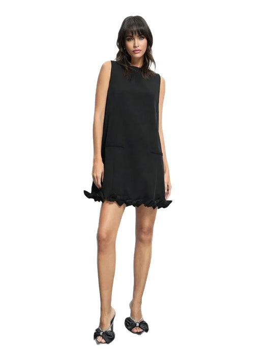 Womens Fashionable Versatile Bow Decor Black Sleeveless Party Dress, Birthday Outfit Valentines Day,Festival - modified image
