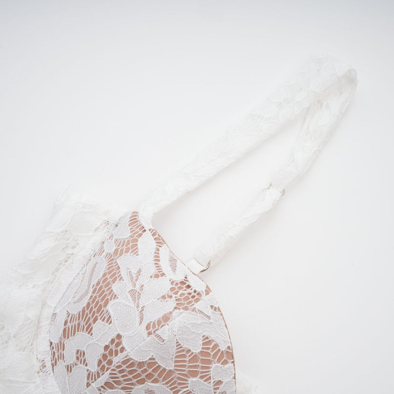 Abbie White Floral Lace Bustier Maxi Dress