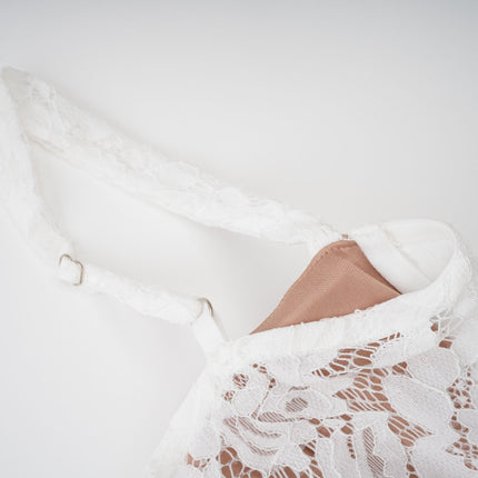 Abbie White Floral Lace Bustier Maxi Dress