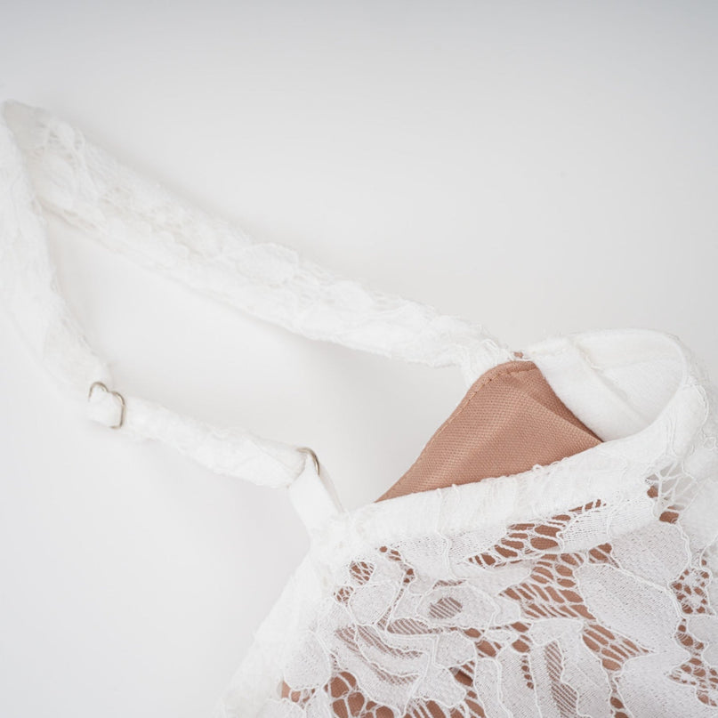 Abbie White Floral Lace Bustier Maxi Dress