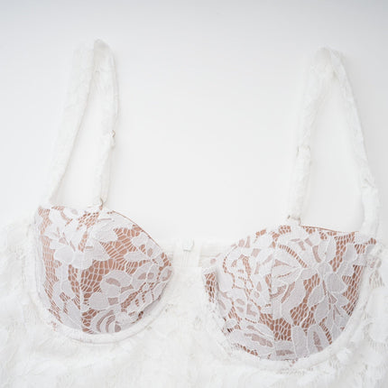 Abbie White Floral Lace Bustier Maxi Dress