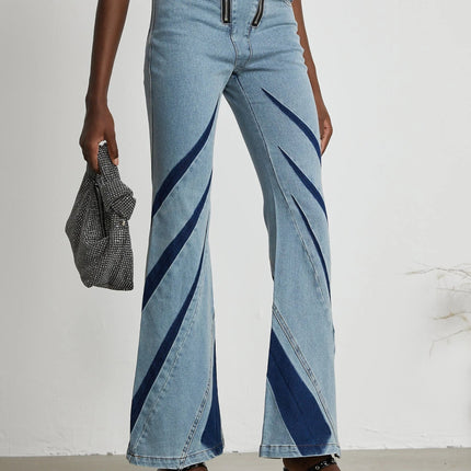 Abigail Blue Denim Top and Jeans Blocked Off The Shoulder