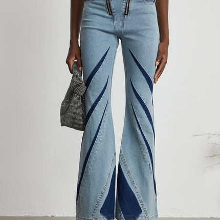Abigail Blue Denim Top Jeans Blocked Off The Shoulder