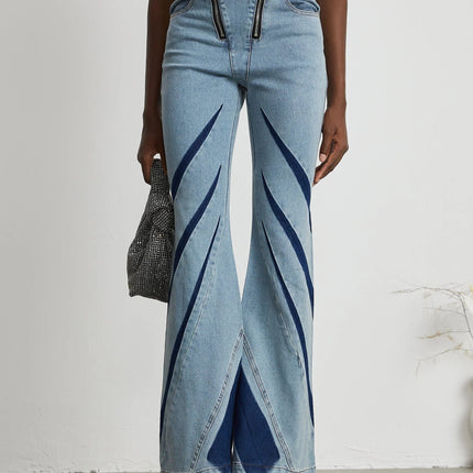 Abigail Blue Denim Top Jeans Blocked Off The Shoulder