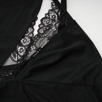 Addison Black Lace Mini Dress with Side Split and Asymmetric Hem