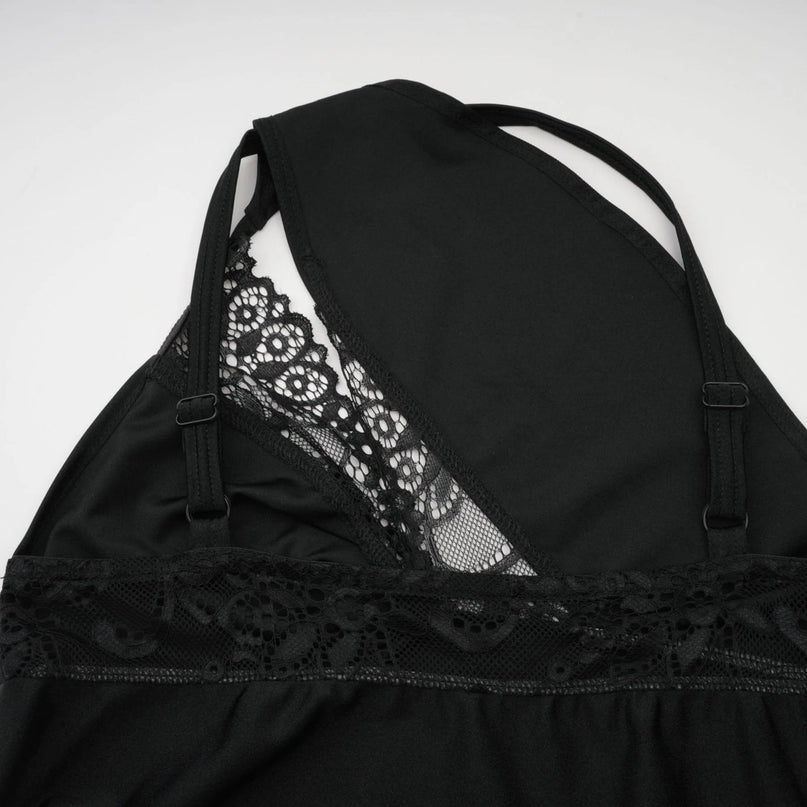 Addison Black Lace One-Shoulder Mini Dress with Side Split and Asymmetric Hem