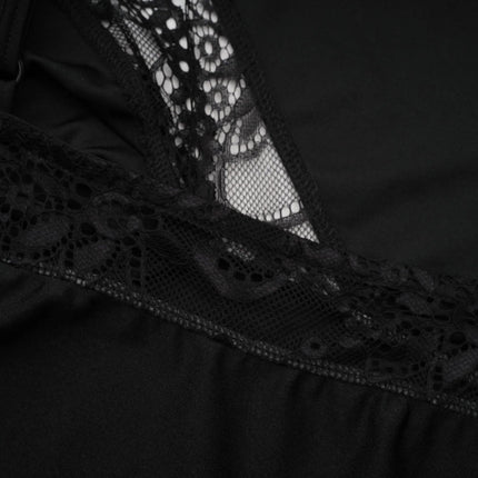 Addison Black Stretch Lace Mini Dress with Side Split and One-Shoulder Silhouette