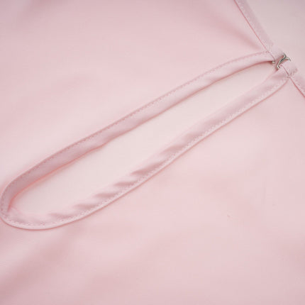 Addison Pink Maxi Dress Halterneck Ruffled Tiered Tulle Overlay Nylon Polyamide Fiber Rear Zip Fastening Elegant Sophisticated Style