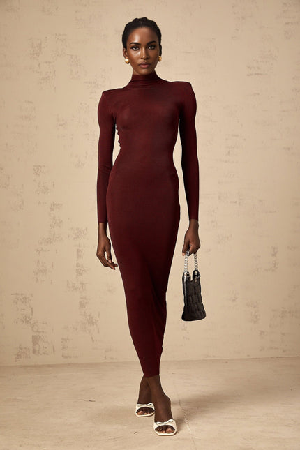 Addison Midi Dress | Wine red | Shoulder padded | Shop Now! Jacqueline van Hoef Addison Midi Dress | Wine red | Shoulder padded | Shop Now! Jacqueline van Hoef