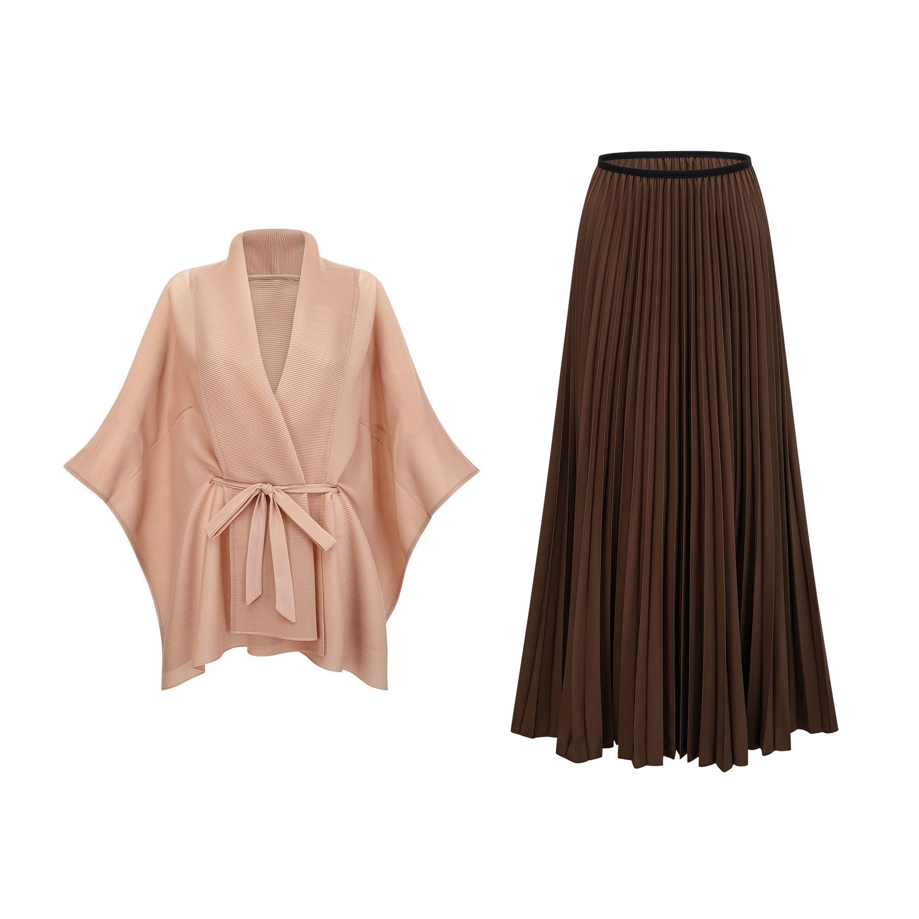 Adèle capedesign pleated top  skirt matching set