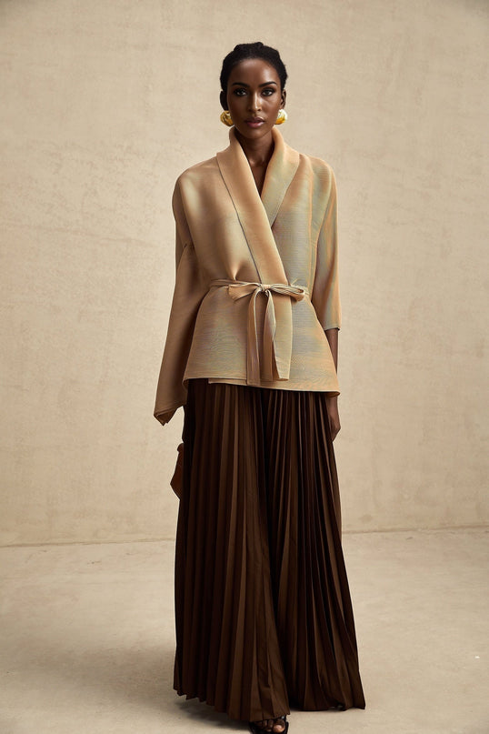 Adèle capedesign pleated top  skirt matching set