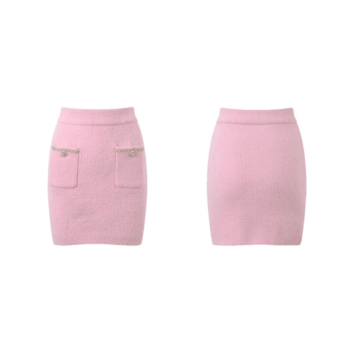 Annie Jacket & Skirt Annie Pink Faux Pearl Embellished Matching - modified image