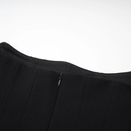 Adelina Black Off-Shoulder Pleated Maxi Dress Terylene Fiber Flared Hem