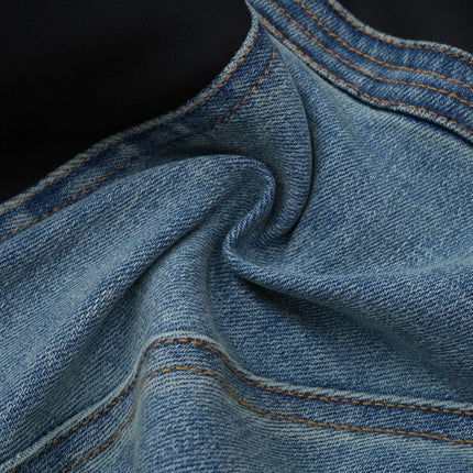 Adelyn Jeans Spiral Panelled in Light Blue & Black denim