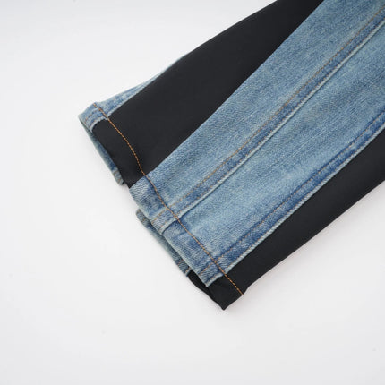 Adelyn Light Blue & Black Spiral Panelled Jeans