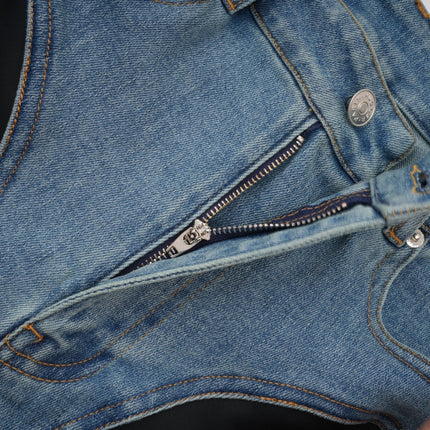 Adelyn Spiral Panelled Light Blue & Black Jeans
