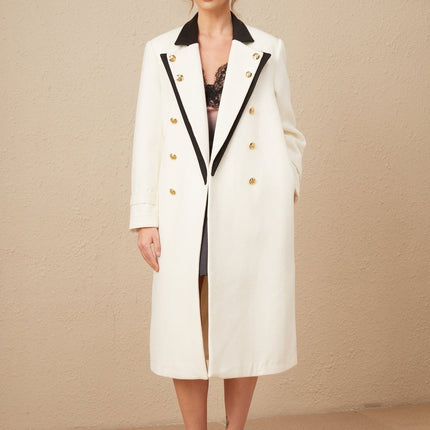 Adelyn White and Black Color Blocked Wool Blend Blazer